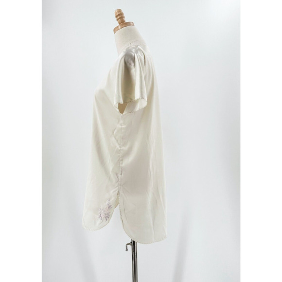 Vintage Women Embroidered Mini Satin Slip Nightgown (No Size) S/M Ivory Coquette - Picture 4 of 5